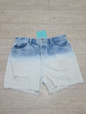 KanCan Ombre High-Rise Denim Shorts in Blue and White